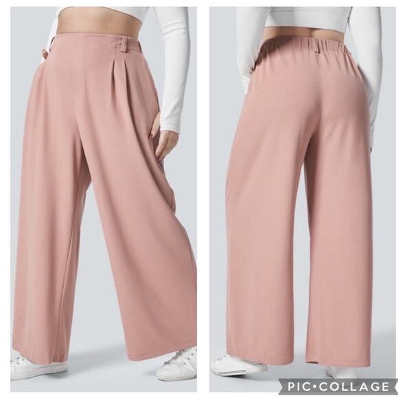 Halara Pink High Waisted Wide Leg Waffle Pants Size 1X - Picture 1 of 7